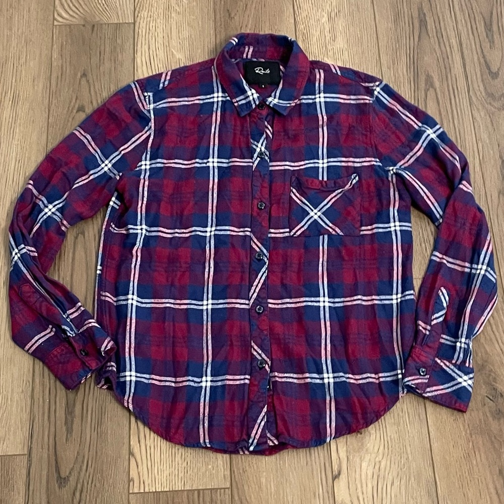 Rails Red Navy Plaid Flannel Button Down Long‎ Sleeve Shirt